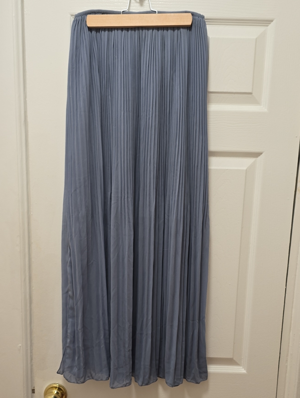 H&M Pleated Maxi Skirt in Slate Blue